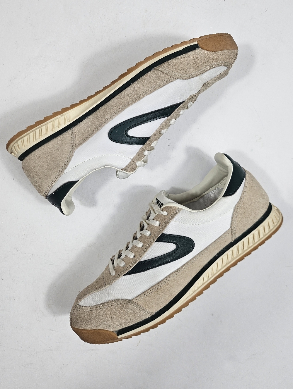 Tretorn Rawlins 2.0 Suede & Textile White  Beige Green Lace Up Retro Sneaker - Picture 9 of 16